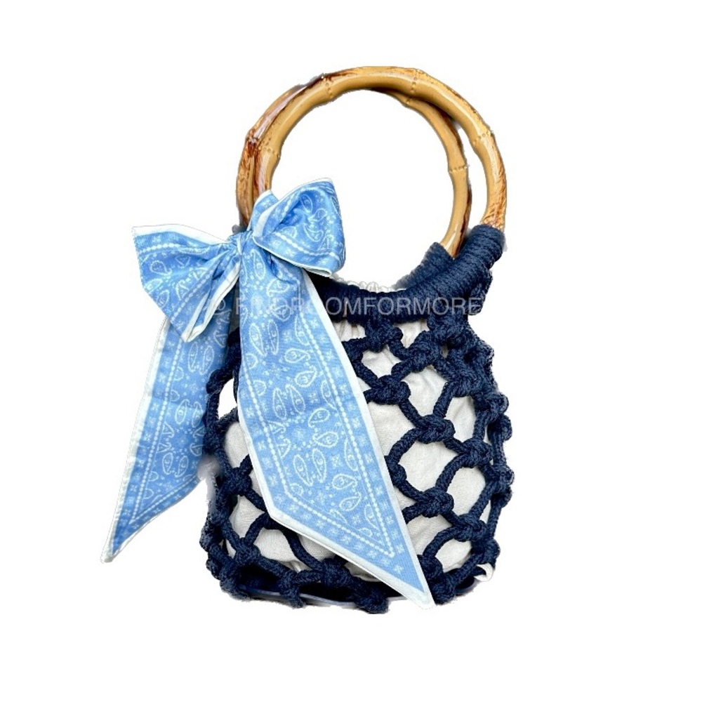 Macramé Mini Bag with Wooden Handles